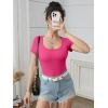 imageATHMILE Womens Scoop Neck Long Sleeve Tops Fashion Ribbed Knit Shirts Slim Fitted Casual Basic Tee T Shirt for Women 2026Chot Pink
