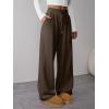 imageATHMILE Womens Sweatpants Wide Leg Baggy High Waist Y2K Pants Fall Winter Spring Joggers Clothes with PocketsChocolate Brown