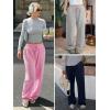 imageATHMILE Womens Sweatpants Wide Leg Baggy High Waist Y2K Pants Fall Winter Spring Joggers Clothes with PocketsGrey