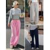 imageATHMILE Womens Sweatpants Wide Leg Baggy High Waist Y2K Pants Fall Winter Spring Joggers Clothes with PocketsPink