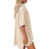 imageATHMILE Womens Two Piece Short Lounge Sets Spring Summer Casual Oversized Shirts Airport Travel Outfit Beach Vacation 2026Beige