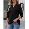 imageATHMILE Womens V Neck 34 Sleeve T Shirts Spring Summer Tops Tunic Casual Tees Henley Beach Vacation Basic Fashion ClothesHalfblack