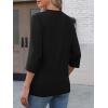 imageATHMILE Womens V Neck 34 Sleeve T Shirts Spring Summer Tops Tunic Casual Tees Henley Beach Vacation Basic Fashion ClothesHalfblack
