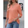 imageATHMILE Womens V Neck 34 Sleeve T Shirts Spring Summer Tops Tunic Casual Tees Henley Beach Vacation Basic Fashion ClothesHalfcoral Pink