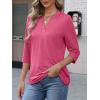 imageATHMILE Womens V Neck 34 Sleeve T Shirts Spring Summer Tops Tunic Casual Tees Henley Beach Vacation Basic Fashion ClothesHalfhot Pink