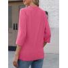 imageATHMILE Womens V Neck 34 Sleeve T Shirts Spring Summer Tops Tunic Casual Tees Henley Beach Vacation Basic Fashion ClothesHalfhot Pink