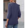 imageATHMILE Womens V Neck 34 Sleeve T Shirts Spring Summer Tops Tunic Casual Tees Henley Beach Vacation Basic Fashion ClothesHalfnavy Blue