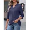 imageATHMILE Womens V Neck 34 Sleeve T Shirts Spring Summer Tops Tunic Casual Tees Henley Beach Vacation Basic Fashion ClothesHalfnavy Blue