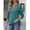 imageATHMILE Womens V Neck 34 Sleeve T Shirts Spring Summer Tops Tunic Casual Tees Henley Beach Vacation Basic Fashion ClothesHalfteal Green