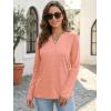 imageATHMILE Womens V Neck 34 Sleeve T Shirts Spring Summer Tops Tunic Casual Tees Henley Beach Vacation Basic Fashion ClothesLongcoral Pink