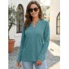 imageATHMILE Womens V Neck 34 Sleeve T Shirts Spring Summer Tops Tunic Casual Tees Henley Beach Vacation Basic Fashion ClothesLongteal Green