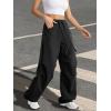 imageATHMILE Womens Wide Leg Sweatpants Baggy Y2K Cargo Pants Drawstring Waist Lounge Joggers Trendy Knee Pleated SweatsBlack