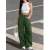 imageATHMILE Womens Wide Leg Sweatpants Baggy Y2K Cargo Pants Drawstring Waist Lounge Joggers Trendy Knee Pleated SweatsGreen