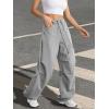 imageATHMILE Womens Wide Leg Sweatpants Baggy Y2K Cargo Pants Drawstring Waist Lounge Joggers Trendy Knee Pleated SweatsGrey