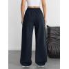 imageATHMILE Womens Wide Leg Sweatpants Baggy Y2K Cargo Pants Drawstring Waist Lounge Joggers Trendy Knee Pleated SweatsNavy Blue