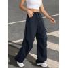 imageATHMILE Womens Wide Leg Sweatpants Baggy Y2K Cargo Pants Drawstring Waist Lounge Joggers Trendy Knee Pleated SweatsNavy Blue