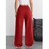 imageATHMILE Womens Wide Leg Sweatpants Baggy Y2K Cargo Pants Drawstring Waist Lounge Joggers Trendy Knee Pleated SweatsRed