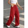 imageATHMILE Womens Wide Leg Sweatpants Baggy Y2K Cargo Pants Drawstring Waist Lounge Joggers Trendy Knee Pleated SweatsRed