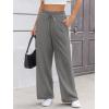 imageATHMILE Womens Wide Leg Sweatpants Double Waisted Baggy Sweat Pants with Pockets Fashion Casual Gym Fall Winter ClothesDark Grey