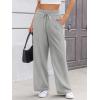 imageATHMILE Womens Wide Leg Sweatpants Double Waisted Baggy Sweat Pants with Pockets Fashion Casual Gym Fall Winter ClothesGrey