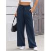 imageATHMILE Womens Wide Leg Sweatpants Double Waisted Baggy Sweat Pants with Pockets Fashion Casual Gym Fall Winter ClothesNavy Blue