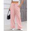 imageATHMILE Womens Wide Leg Sweatpants Double Waisted Baggy Sweat Pants with Pockets Fashion Casual Gym Fall Winter ClothesPink