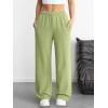 imageATHMILE Womens Wide Leg Sweatpants High Waisted Baggy Interior Drawstring Joggers Straight Leg Sweat Pants with PocketsLight Green