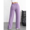 imageATHMILE Womens Wide Leg Sweatpants High Waisted Baggy Interior Drawstring Joggers Straight Leg Sweat Pants with PocketsLight Purple