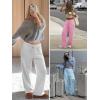 imageATHMILE Womens Wide Leg Sweatpants High Waisted Baggy Interior Drawstring Joggers Straight Leg Sweat Pants with PocketsLight Purple
