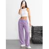imageATHMILE Womens Wide Leg Sweatpants High Waisted Baggy Interior Drawstring Joggers Straight Leg Sweat Pants with PocketsLight Purple