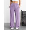 imageATHMILE Womens Wide Leg Sweatpants High Waisted Baggy Interior Drawstring Joggers Straight Leg Sweat Pants with PocketsLight Purple