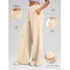 imageATHMILE Womens Wide Leg Sweatpantts High Waist Baggy Lounge Casual Pants Fall Winter Spring Clothes with PocketsApricot