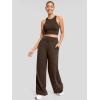 imageATHMILE Womens Wide Leg Sweatpantts High Waist Baggy Lounge Casual Pants Fall Winter Spring Clothes with PocketsCoffee Brown