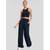 imageATHMILE Womens Wide Leg Sweatpantts High Waist Baggy Lounge Casual Pants Fall Winter Spring Clothes with PocketsNavy Blue