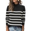 imageATHMILE Fall Mock Neck Striped Sweaters for Women 2026 Winter Turtleneck Long Sleeve Knit Sweater Fashion Pullover TopsBlack