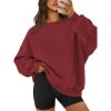 imageATHMILE Oversized Sweatshirt for Women Crewneck Fleece Long Sleeve Pullover Hoodies Tops Fall Fashion Outfits ClothesWine Red
