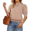 imageATHMILE Short Sleeve Sweater for Women 2026 Spring Summer Blouses Crewneck Knit Puff Sleeve Dressy Casual Trendy ShirtsAbeige