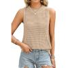 imageATHMILE Summer Crochet Tank Tops for Women 2026 Casual Crewneck Hollow Out Loose Knit Sleeveless Sweater Vest Top TrendyApricot