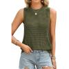 imageATHMILE Summer Crochet Tank Tops for Women 2026 Casual Crewneck Hollow Out Loose Knit Sleeveless Sweater Vest Top TrendyArmy Green