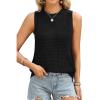 imageATHMILE Summer Crochet Tank Tops for Women 2026 Casual Crewneck Hollow Out Loose Knit Sleeveless Sweater Vest Top TrendyBlack