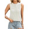 imageATHMILE Summer Crochet Tank Tops for Women 2026 Casual Crewneck Hollow Out Loose Knit Sleeveless Sweater Vest Top TrendyWhite