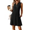 imageATHMILE Summer Dresses for Women 2026 Beach Vacation Clothes V Neck Henley Button Holiday Sundresses Pockets Date OutfitsBlack