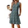 imageATHMILE Summer Dresses for Women 2026 Beach Vacation Clothes V Neck Henley Button Holiday Sundresses Pockets Date OutfitsBlue Flowers