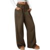 imageATHMILE Sweatpants Women 2026 Wide Leg Sweatpants Baggy Straight Leg Pants Fashion Teen Girl Drawstring Athletic JoggersCoffee