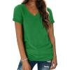 imageATHMILE T Shirts Short Sleeve V Neck Tees for Women Fashion Tops Trendy Lightweight Casual Summer Outfits Clothes 2026 BeachSan Pa Green