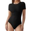 imageATHMILE Tank Top Body Suits Women Sexy Crew Neck Racerback Halter Ribbed Sleeveless Bodysuit for Women0black