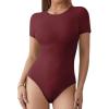 imageATHMILE Tank Top Body Suits Women Sexy Crew Neck Racerback Halter Ribbed Sleeveless Bodysuit for Women0burgundy