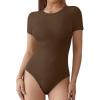 imageATHMILE Tank Top Body Suits Women Sexy Crew Neck Racerback Halter Ribbed Sleeveless Bodysuit for Women0coffee