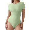imageATHMILE Tank Top Body Suits Women Sexy Crew Neck Racerback Halter Ribbed Sleeveless Bodysuit for Women0mint Green