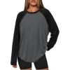 imageATHMILE Women Oversized Long Sleeve Shirt 2026 Fall Winter Casual Basics Top Loose Fit Tee Fashion Cute ClothesGrey Black
